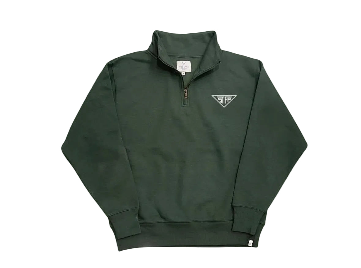 Dark green pullover with stfa logo
